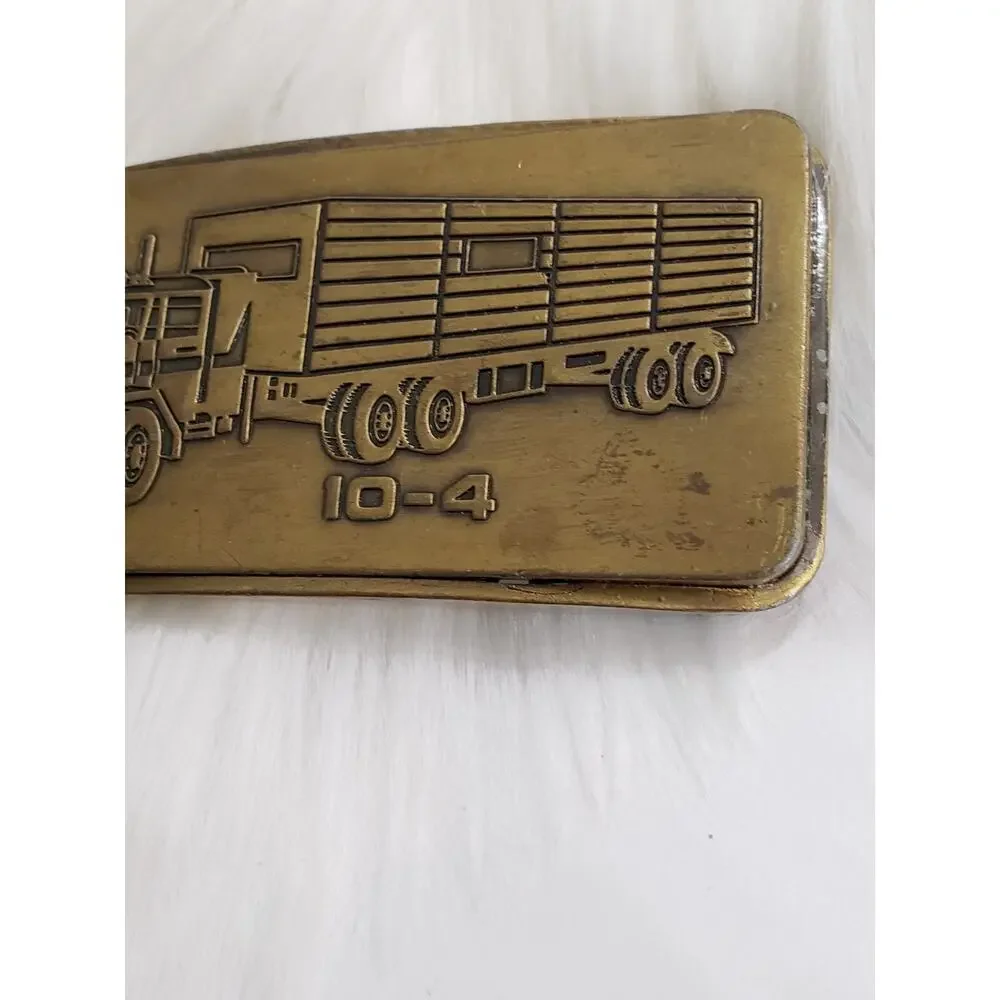 10-4 Truckers Brass Belt Buckle Vintage Semi‎ Truck CB Radio